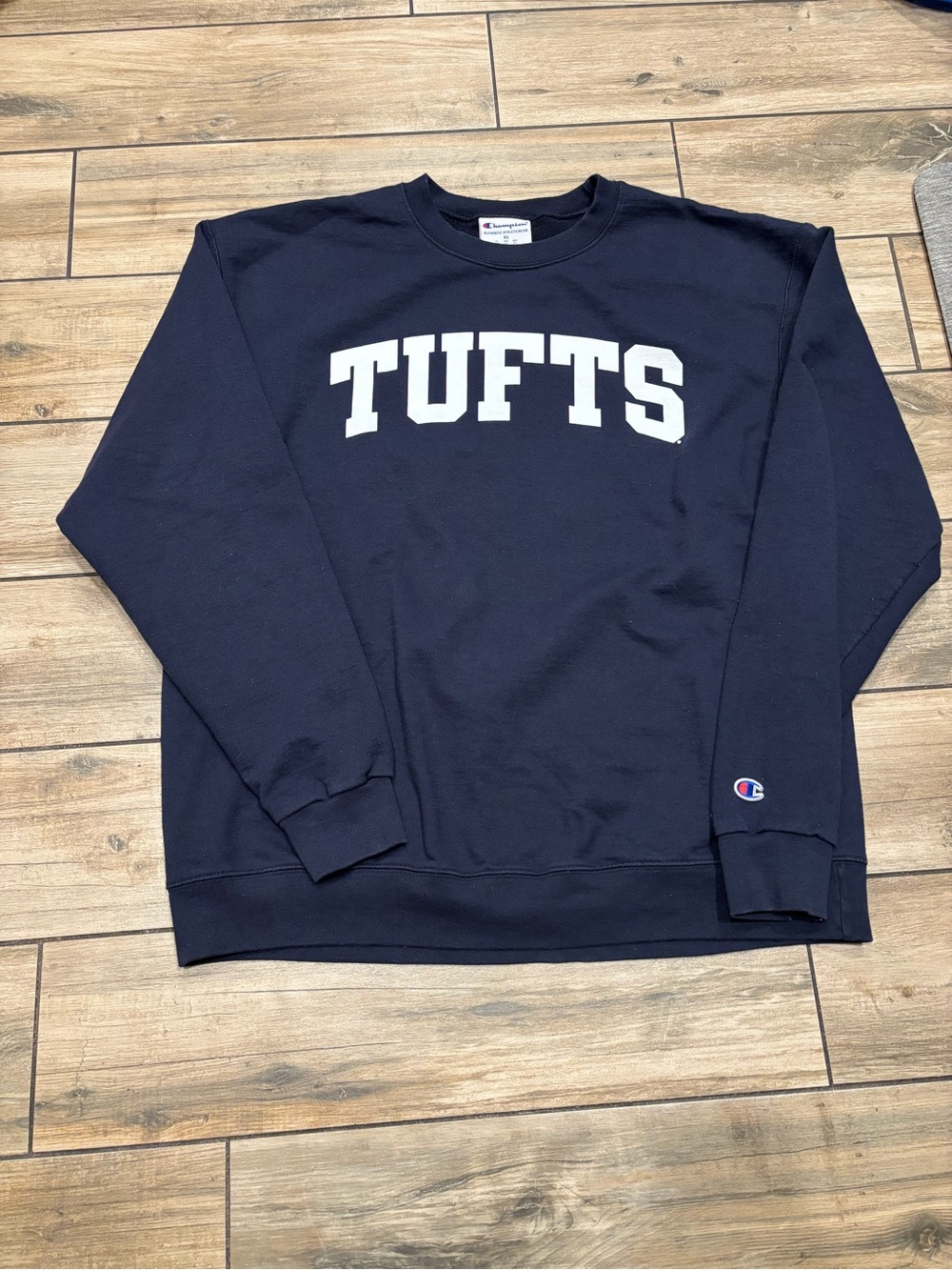 Vintage Champion Navy Blue Tufts University Crewneck Sweatshirt Size XL